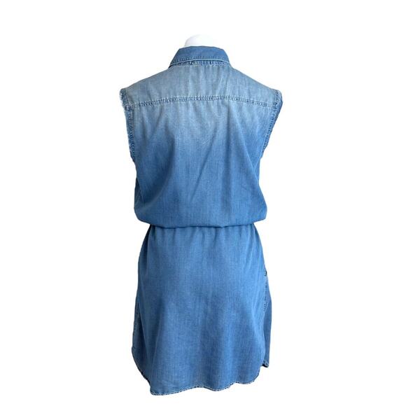 Spoon Chambray Dress Coastal Cowgirl Button Front Denim Shirt Dress Size Large - Picture 12 of 14